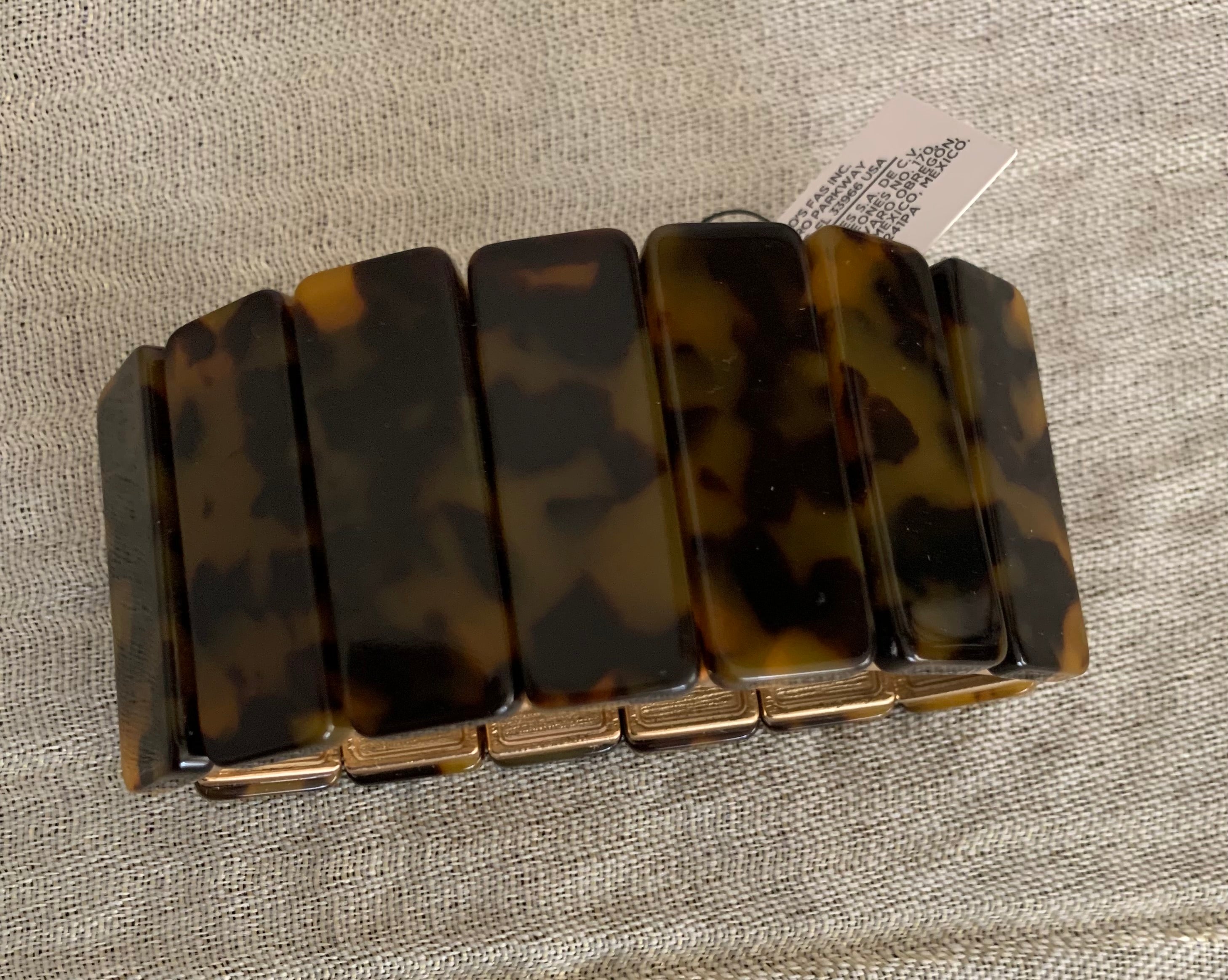 Tortoiseshell & Gold Stretch Cuff Bracelet