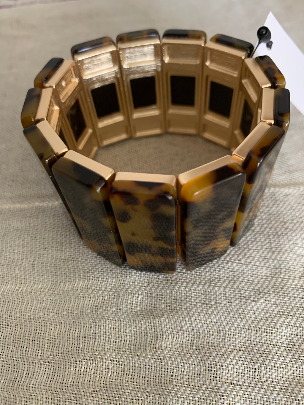 Tortoiseshell & Gold Stretch Cuff Bracelet