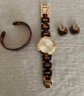 Tortoiseshell 3-Piece Accessory Set: Watch Cuff & Earrings