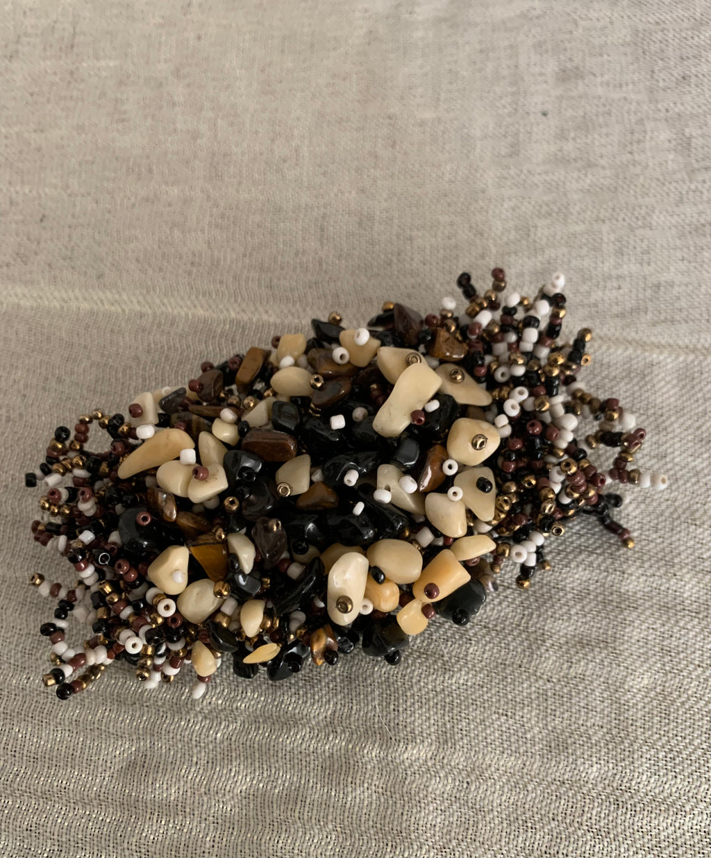 Braided Seed Bead & Shell Disc Statement Necklace & Bracelet Set