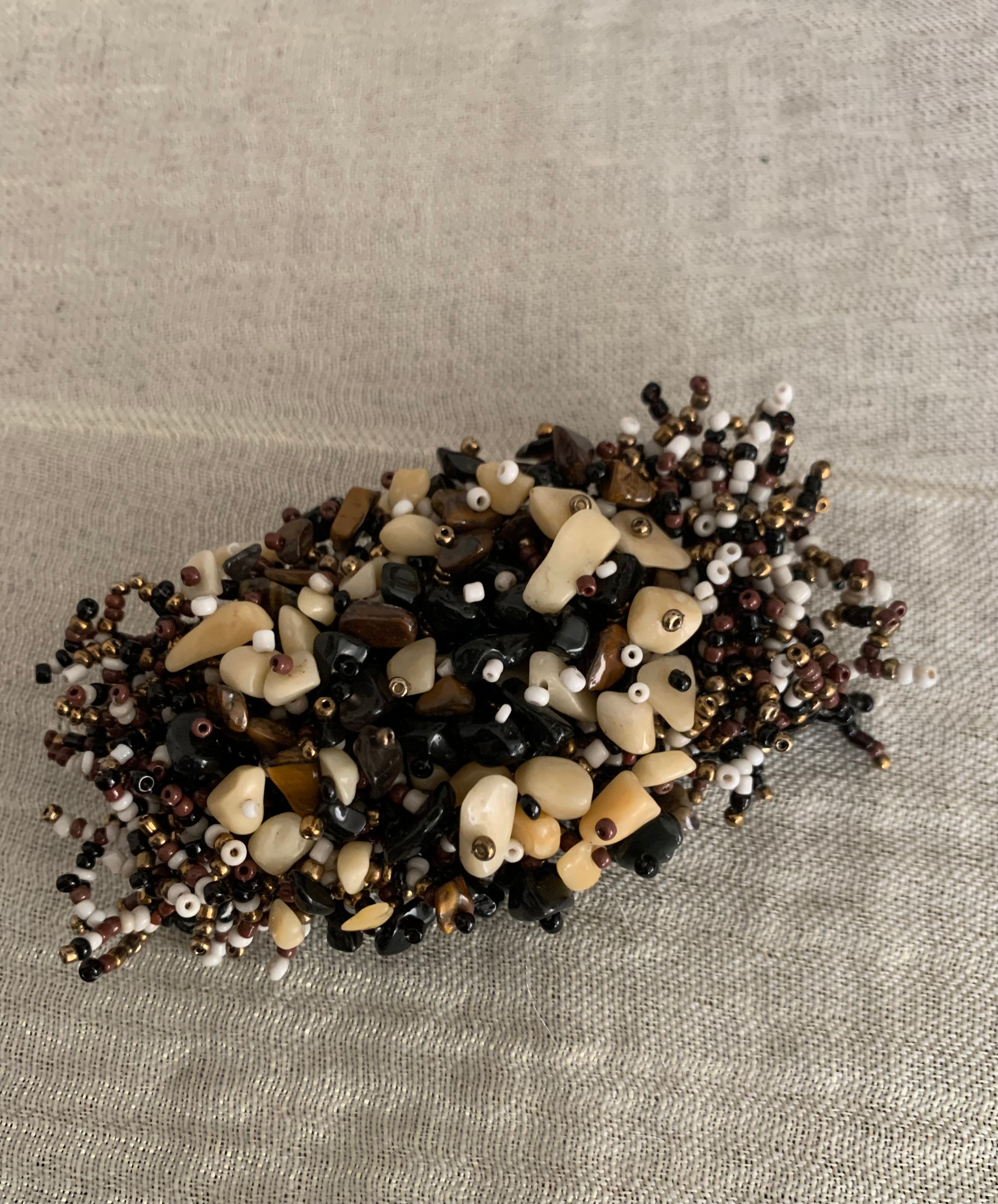 Braided Seed Bead & Shell Disc Statement Necklace & Bracelet Set