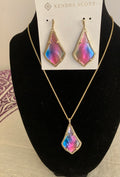 Kendra Scott Iridescent Stone Pendant Necklace & Earring Set