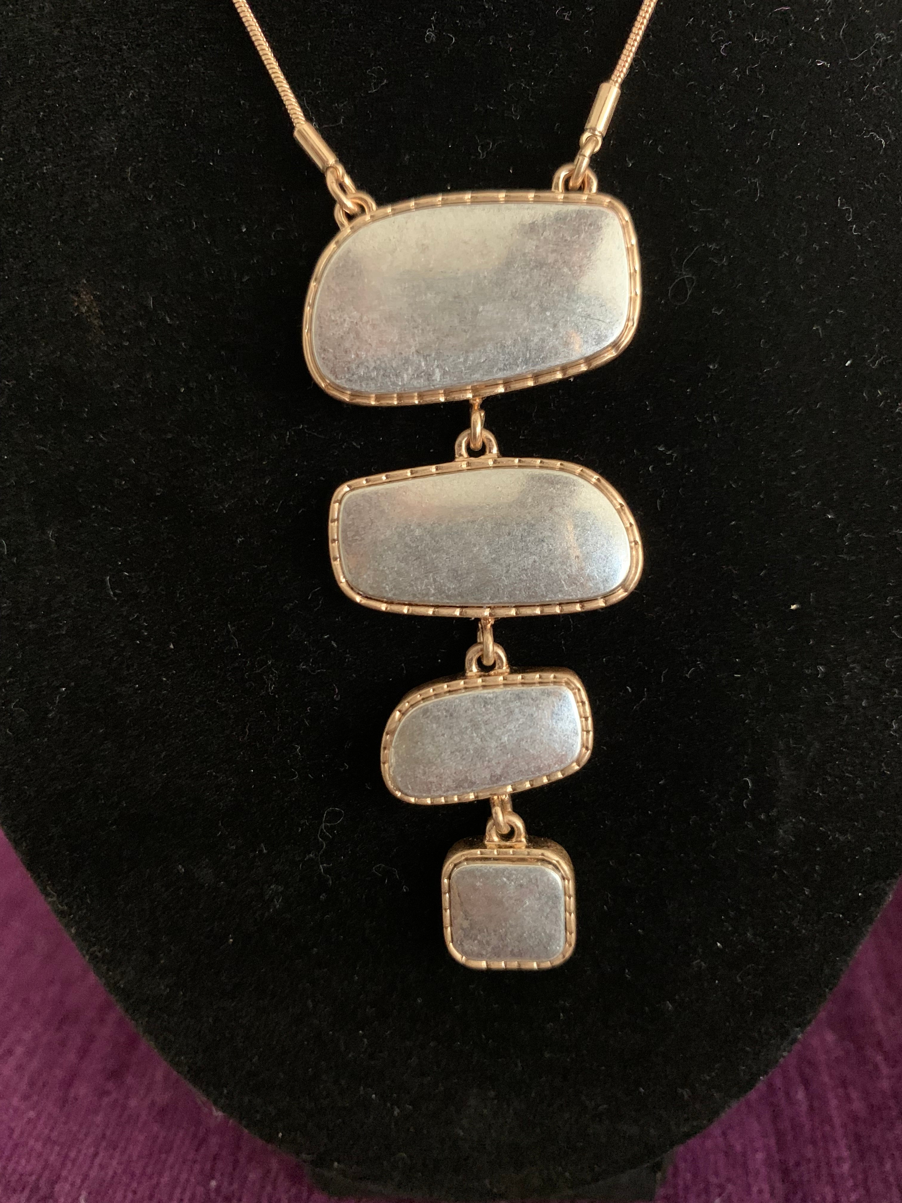 Gold and Silver tone 3-Piece Jewelry Set: Necklace Bracelet & Earrings