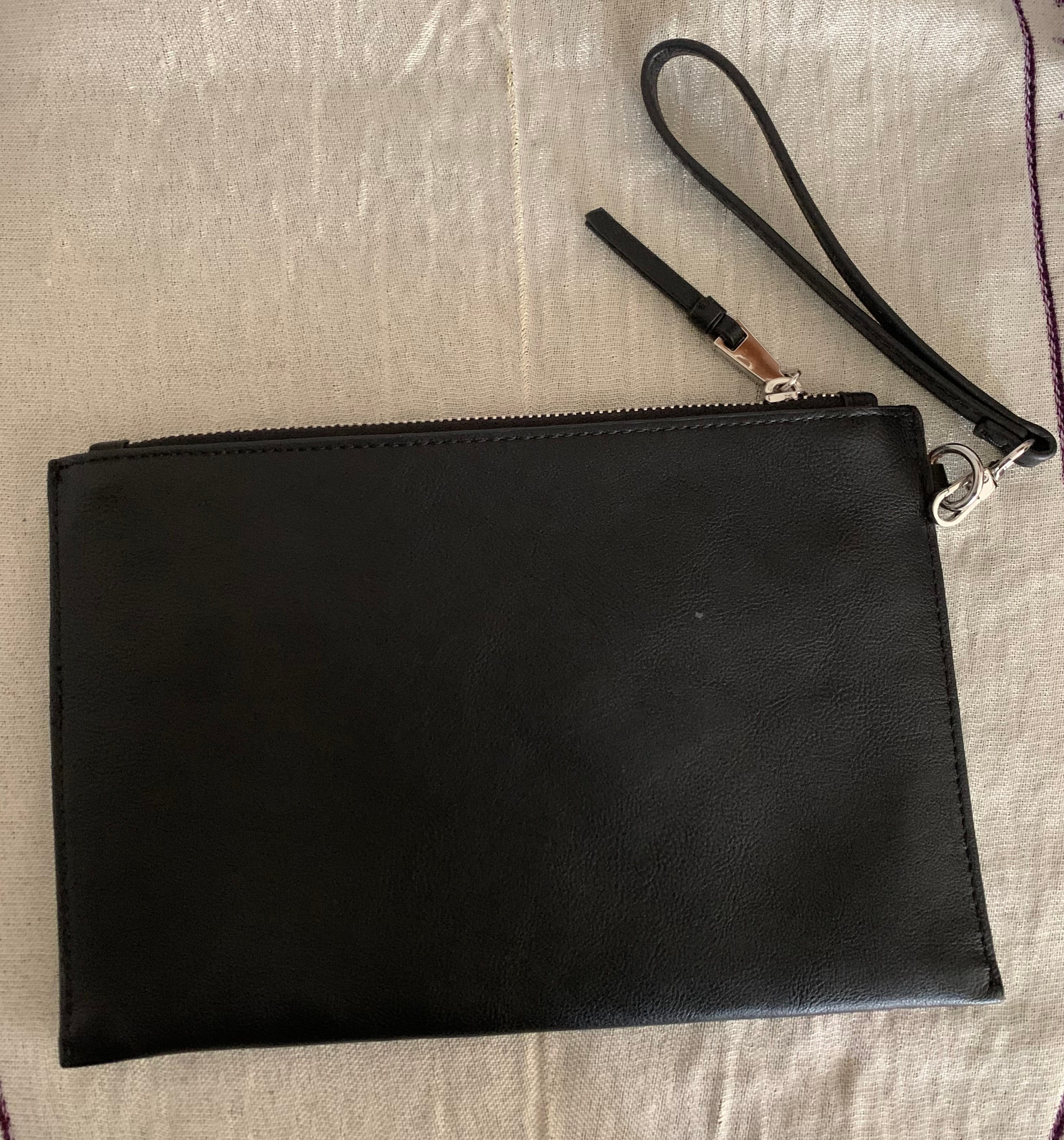 Metallic Stripe Wristlet Clutch in Pink Black Teal & Purple