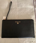 Michael Kors Black Pebbled Leather Large Wristlet Clutch