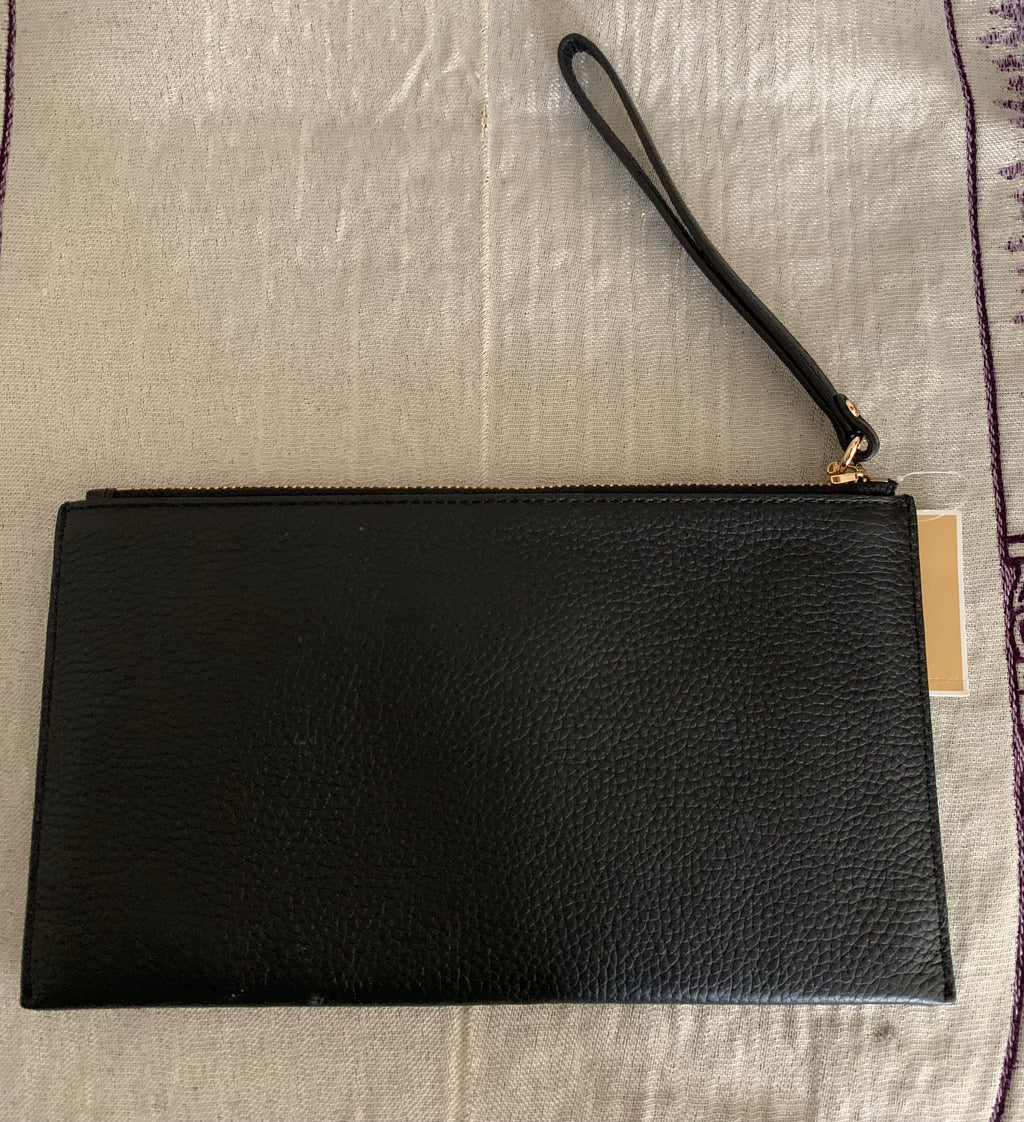 Michael Kors Black Pebbled Leather Large Wristlet Clutch
