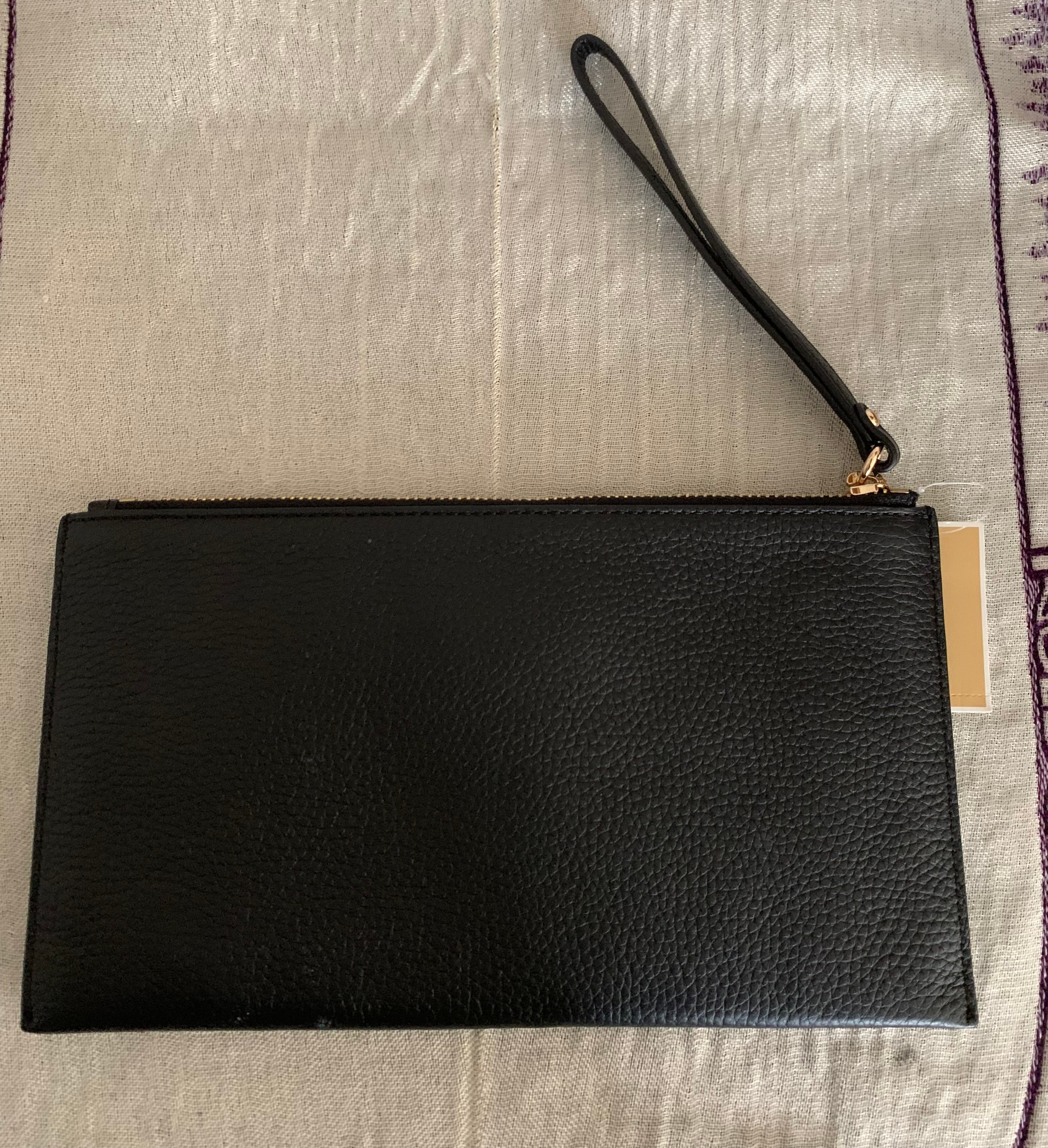 Michael Kors Black Pebbled Leather Large Wristlet Clutch