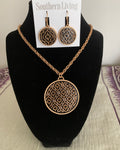 Southern Living Gold & Black Filigree Medallion Necklace & Earring Set