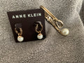 Anne Klein Gold & Pearl Hoop Earrings with Matching Pearl-Tip Bangle