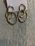 Hammered Gold & Silver Two-Tone Interlocking Loop Drop Earrings