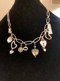 Silver & Gold Mixed-Metal Heart Charm Necklace