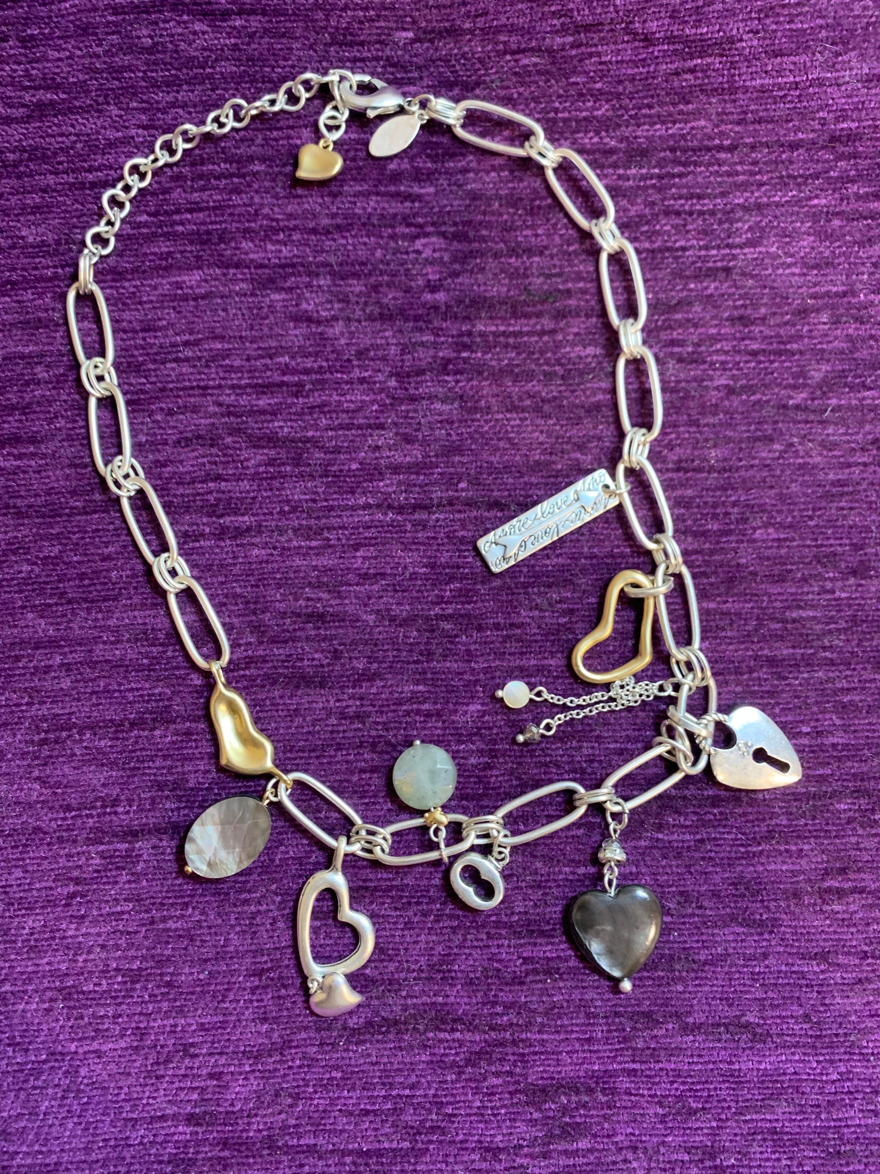 Silver & Gold Mixed-Metal Heart Charm Necklace