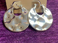 Oversized Hammered Silver Disc Drop Earrings