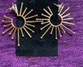 Gold Starburst Sunburst Stud Earrings with Ball-Tip Rays