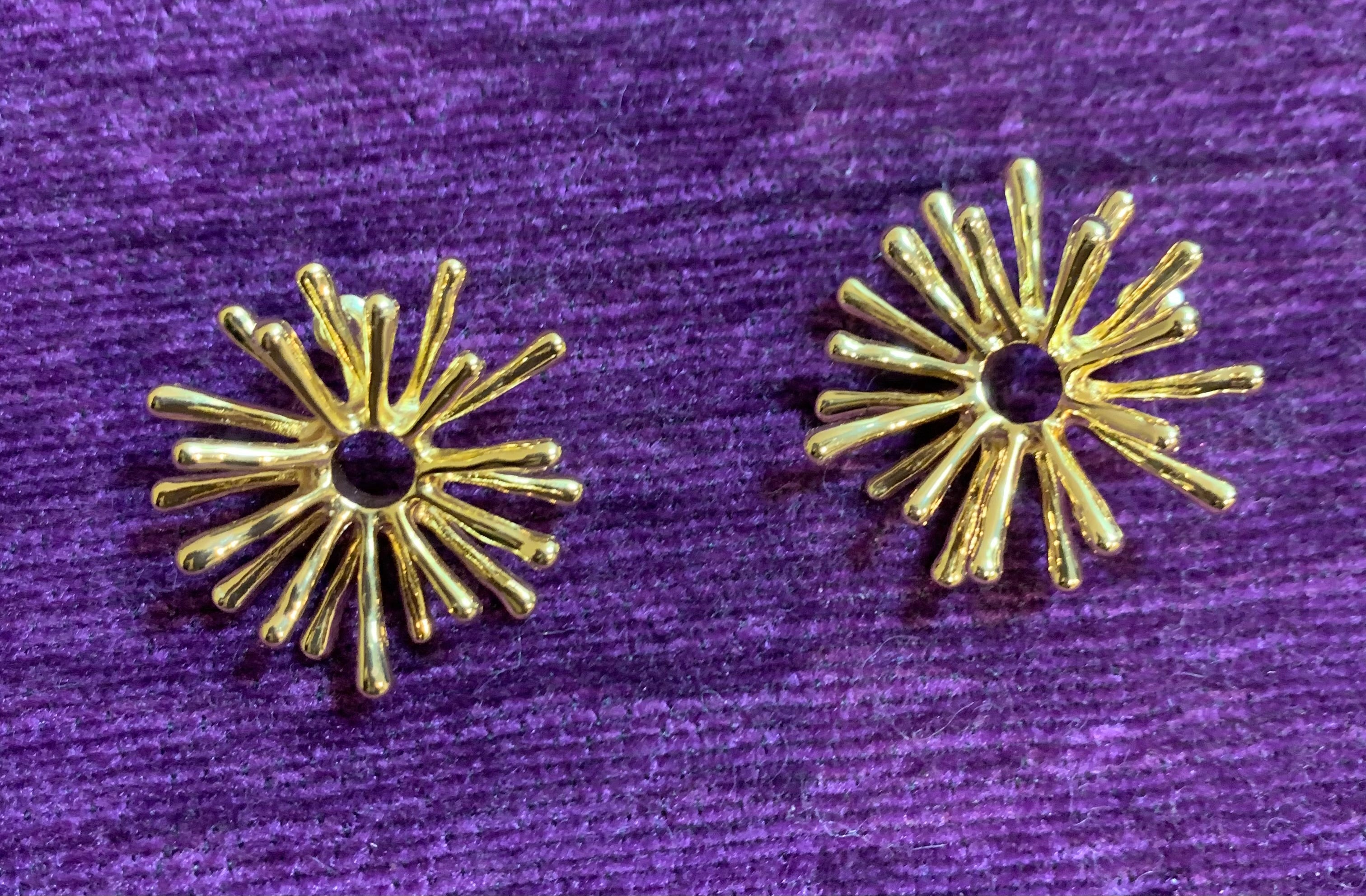 Gold Sunburst Starburst Statement Earrings