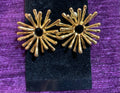 Gold Sunburst Starburst Statement Earrings