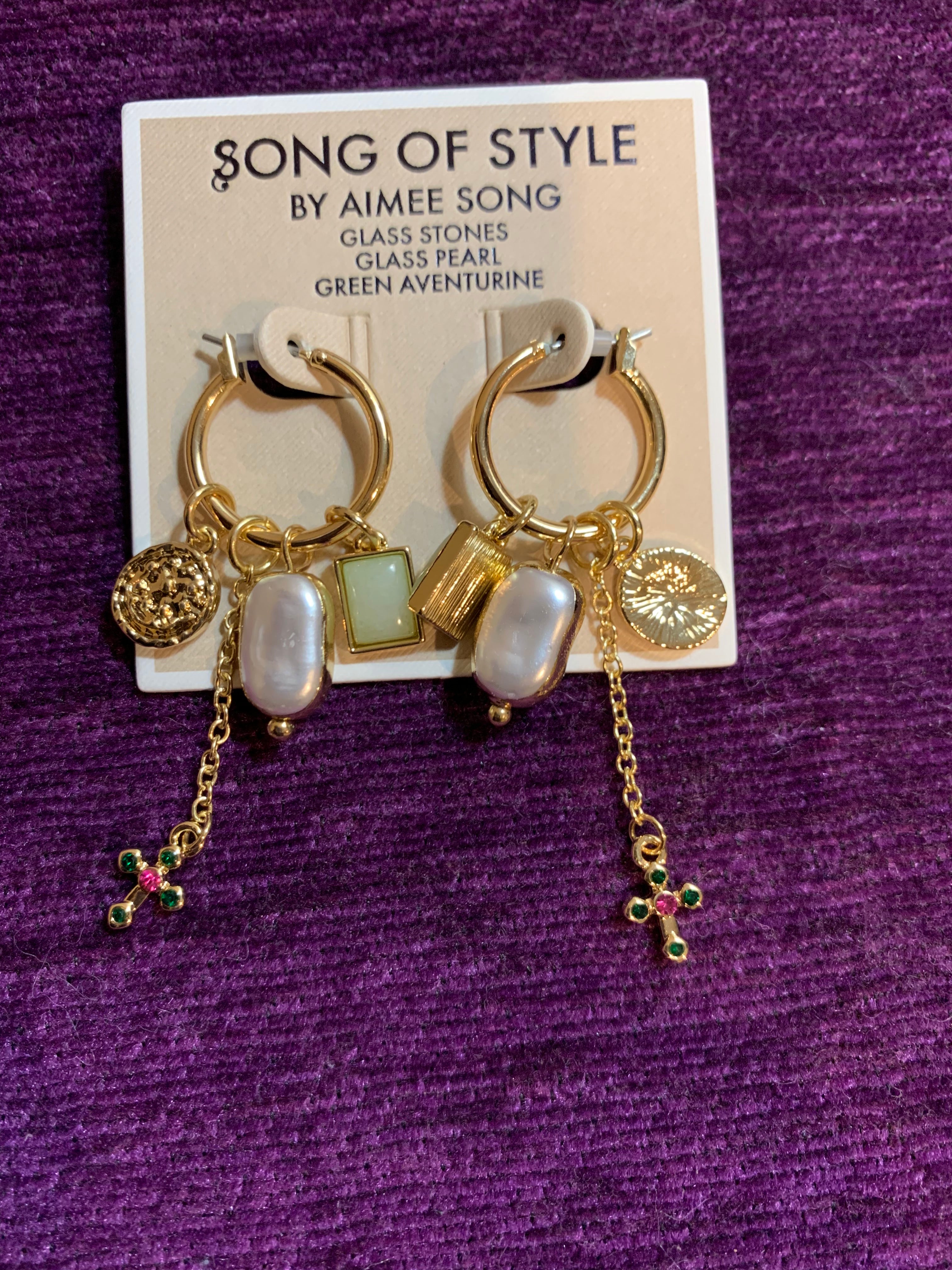 Song of Style by Aimee Song Gold Hoop Charm Earrings