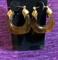 Amber Lucite & Gold-Tone Chunky Hoop Earrings