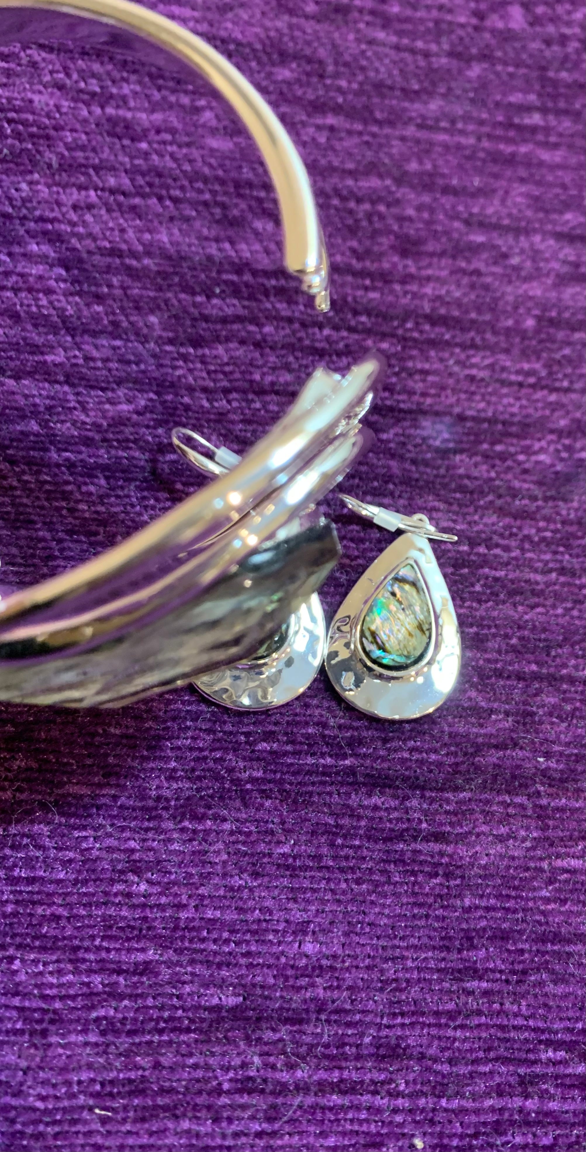 Robert Lee Morris Soho Silver & Abalone Shell Cuff Bracelet & Drop Earring Set