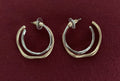 Silver and Gold Tone Double-Band Open Hoop Earrings