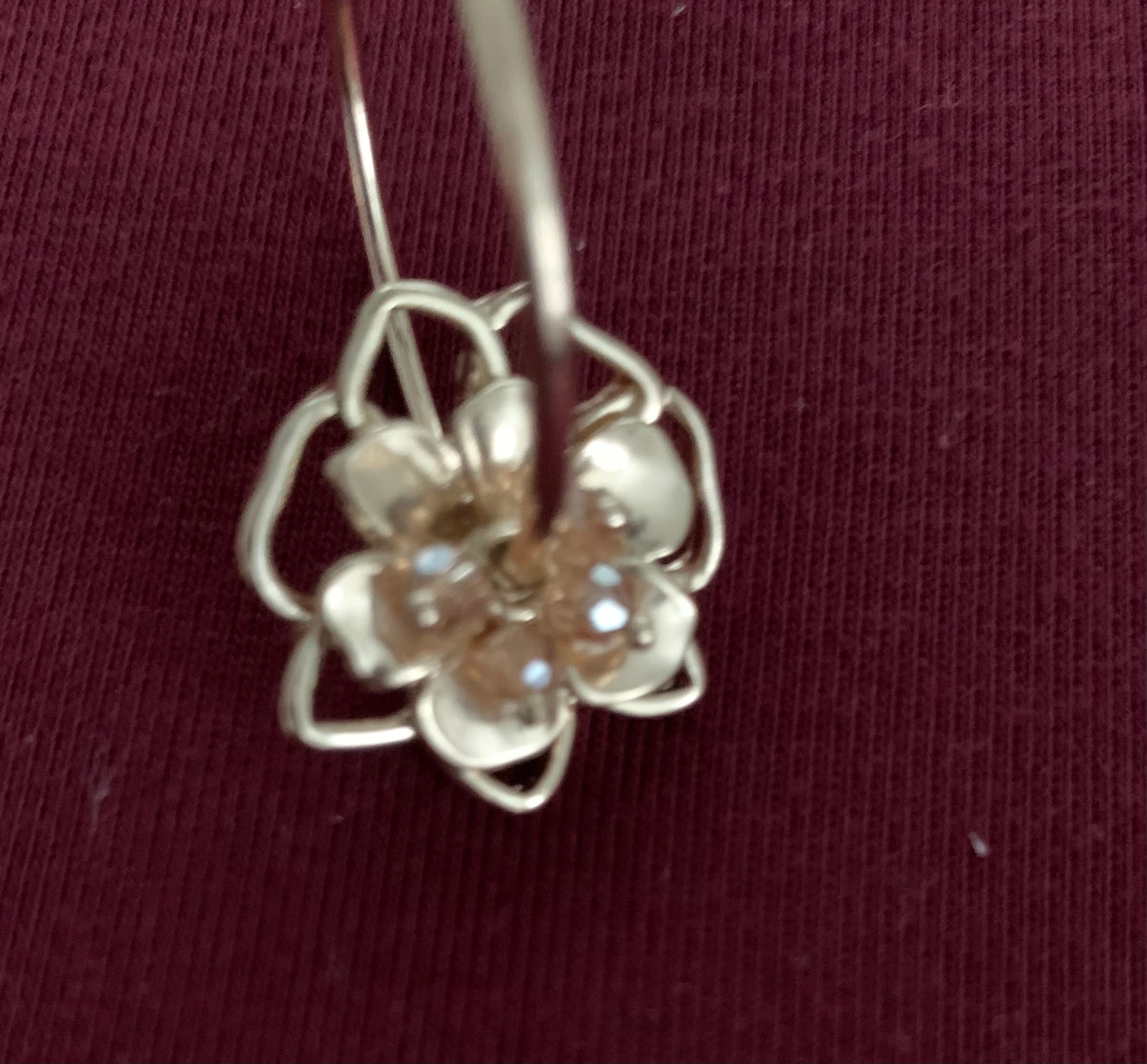 Gold Flower Hoop Earrings with Crystal Accents